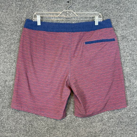 Fair Harbor Swim Trunks Mens 34 Red Geometric Board Shorts Swim Surf Casual - Picture 7 of 10